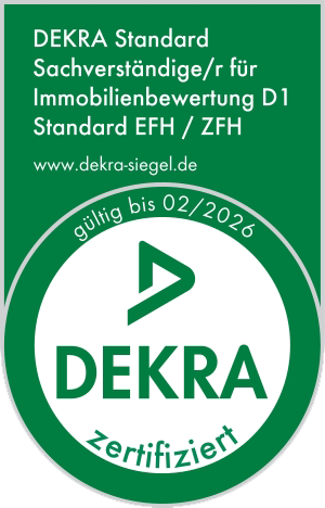 Siegel Zertifikat Dekra Standard Sachverstädniger für Immobilienbewertung D1